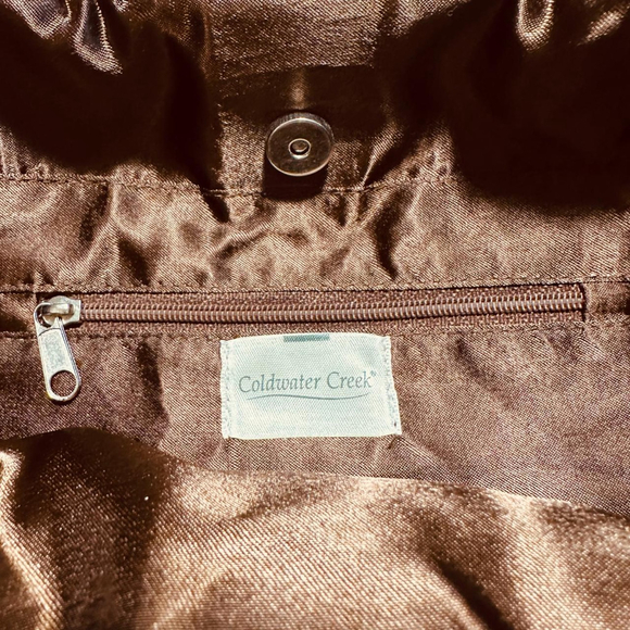 Coldwater Creek brown beaded handbag with rose design - Picture 6 of 6